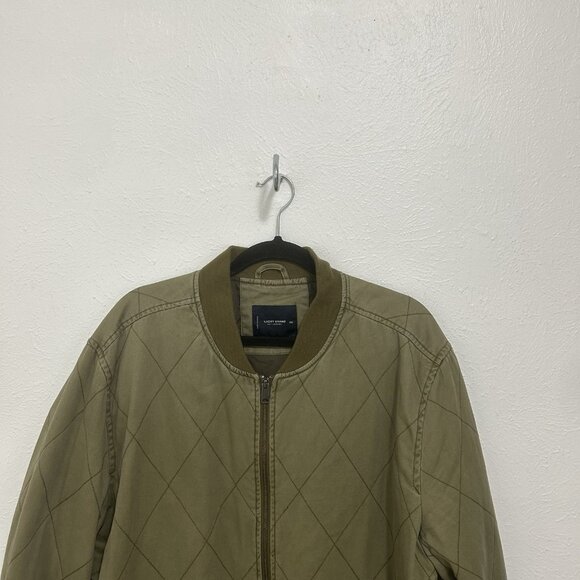Lucky Brand Quilted Bomber Jacket Men's Military Green Zip Vintage Y2K Size XXL - Picture 2 of 12